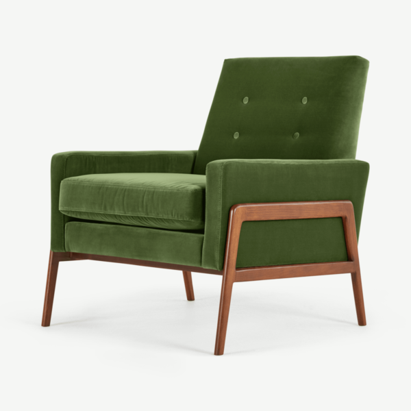 Cecil Accent Armchair, Grass Cotton Velvet