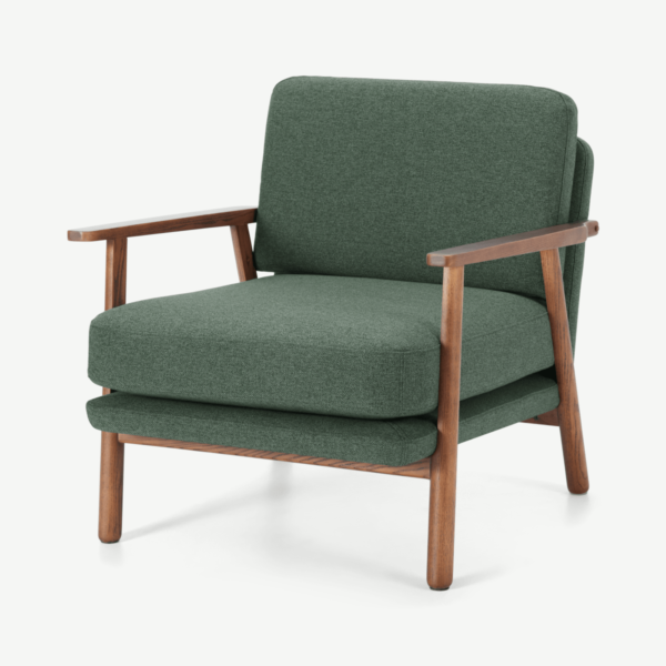 Lars Accent Armchair, Darby Green & Walnut Stain Fabric