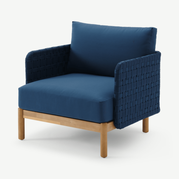 Kolbe Garden Armchair, Navy & Acacia Wood