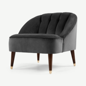 Margot Accent Armchair, Dark Grey Recycled Velvet