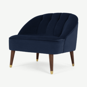 Margot Accent Armchair, Navy Blue Recycled Velvet