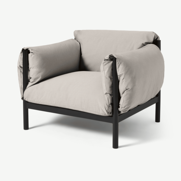 Roym Garden Armchair, Taupe & Black Aluminium