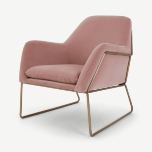 Frame Accent Armchair, Blush Pink Cotton Velvet