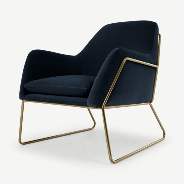 Frame Armchair, Navy Cotton Velvet