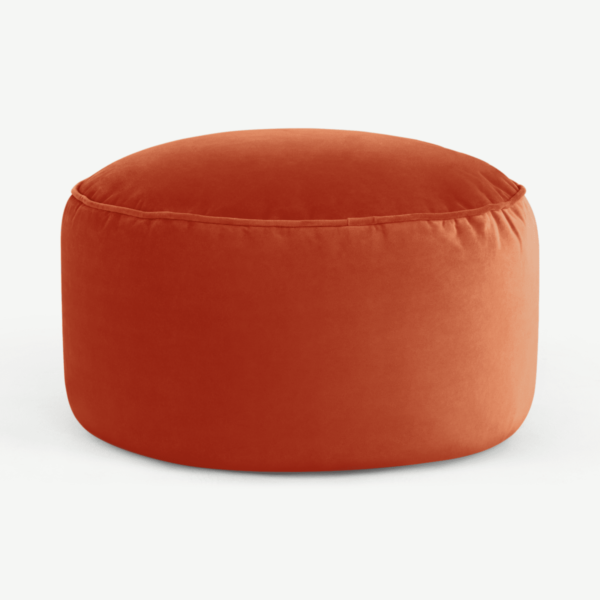 Lux Floor Cushion, Tangerine Orange Velvet