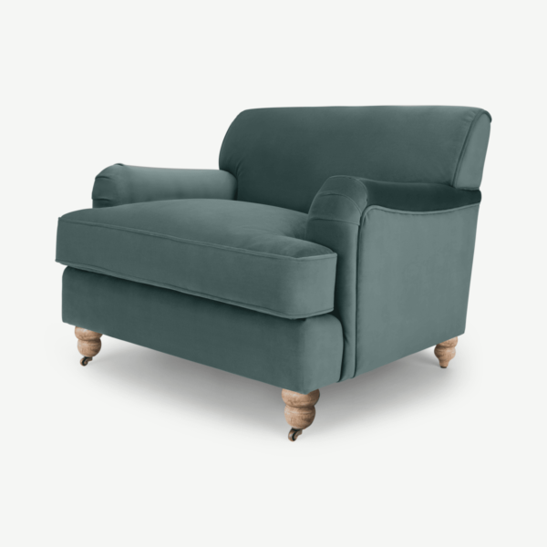 Orson Armchair, Slate Blue Recycled Velvet