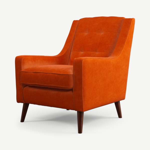 Atkinson Armchair, Paprika Recycled Velvet with Dark Wood Legs