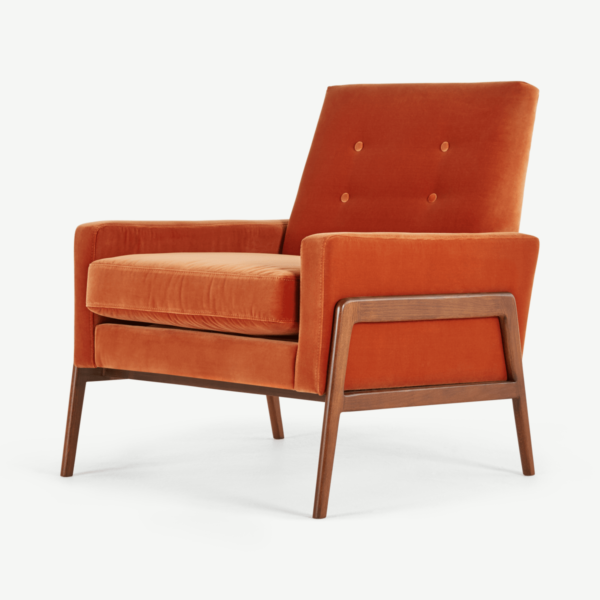 Cecil Accent Armchair, Burnt Orange Cotton Velvet