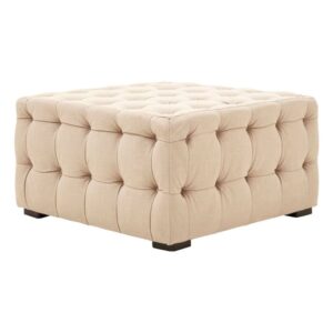 Poerava Upholstered Velvet Footstool In Beige