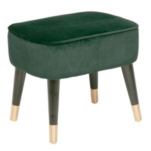 Juke Velvet Footstool With Black Wooden Legs In Green