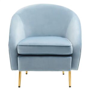 York Velvet Armchair In Aqua Blue With Gold Metallic Legs