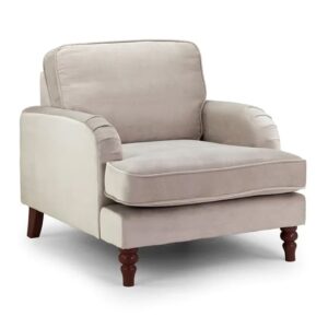 Rennes Plush Velvet Armchair In Beige