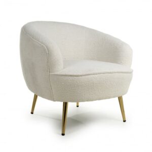 Liege Boucle Fabric Tub Chair In Vanilla White