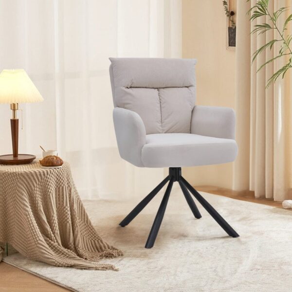 Modern Swivel Chair with Upholstered and Black Legs