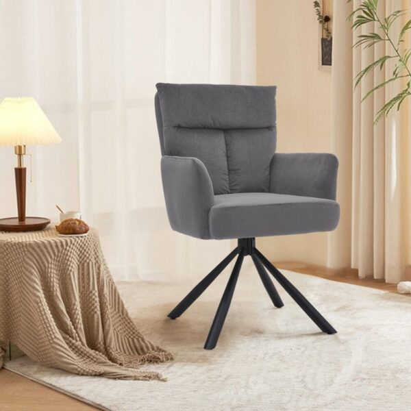 Modern Swivel Chair with Upholstered and Black Legs