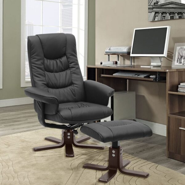 PU Leather Swivel Chair Recliner Armchair with Footstool