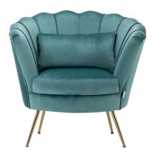 Livingandhome Velvet Upholstered Scalloped Lotus-like Chair with Metal Legs, JM1202