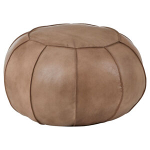 Australis Genuine Leather Pouffe In Grey