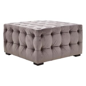 Poerava Upholstered Velvet Footstool In Grey