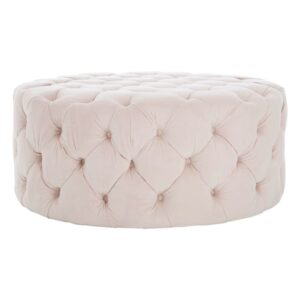 Syria Upholstered Fabric Footstool In Muted Pink